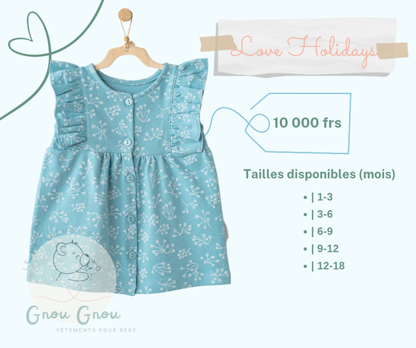 Robe Bébé Été Fleurs Bleu