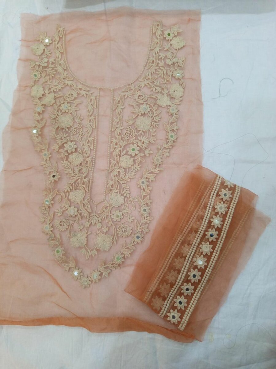 Orange neckline + sleeve patch