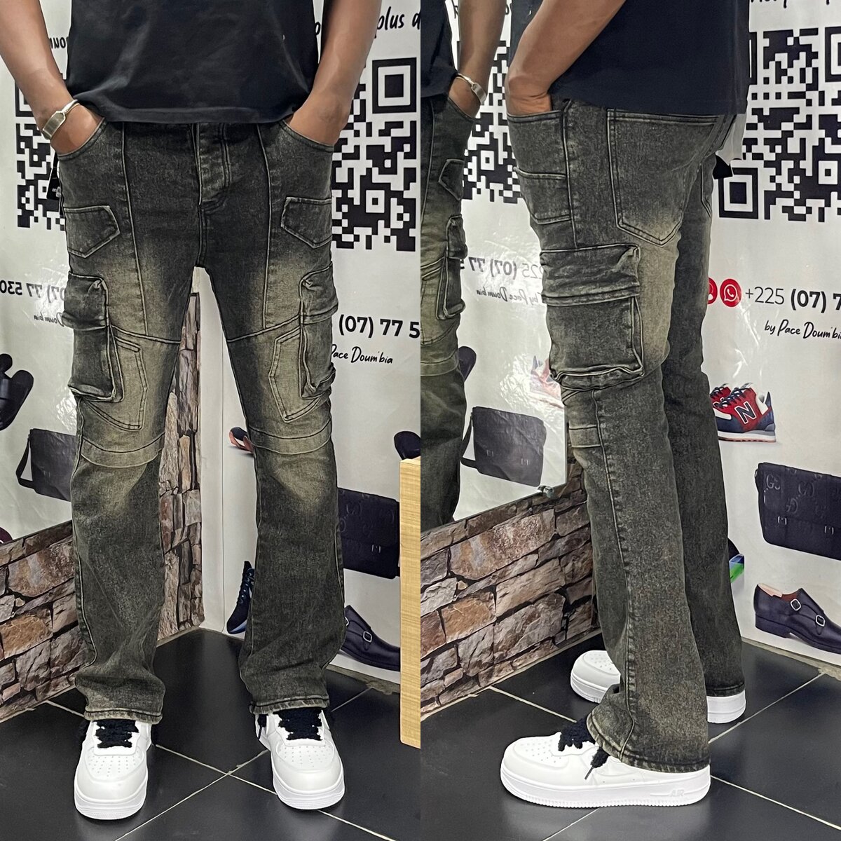 Jean cargo noir tendance