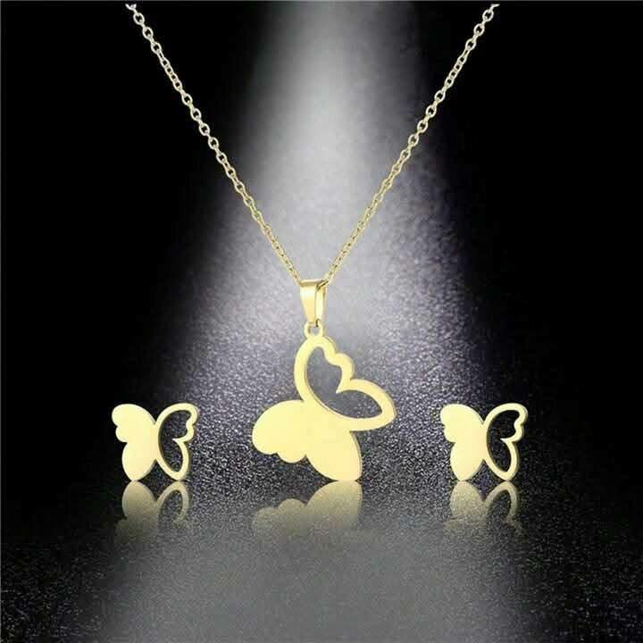 Parure collier et boucles dorés