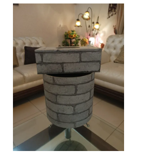 PVC Sheet Tiles Color Wooden Round Dust Bin Set