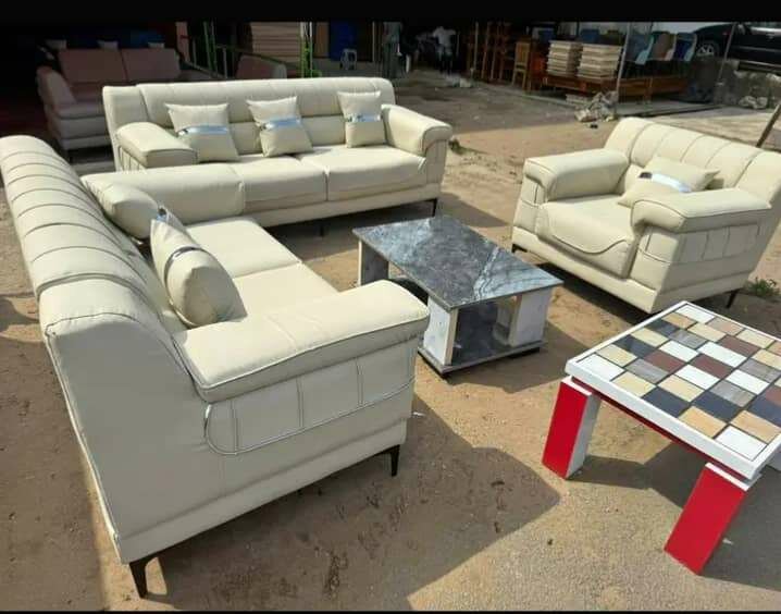 Ensemble canapé en cuir blanc moderne