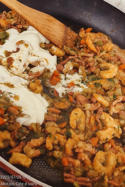 Crêpes panées crevette lardons