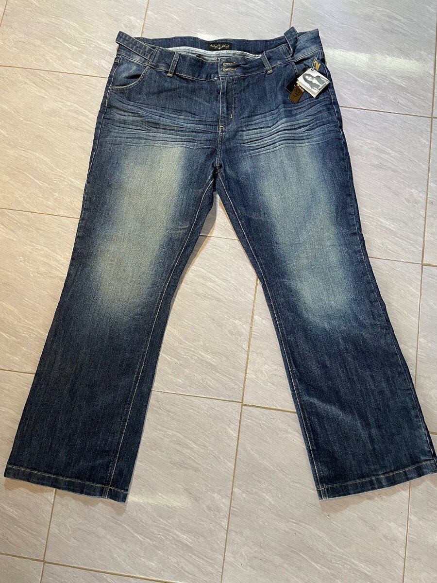 Faded wash dark blue stretch denim