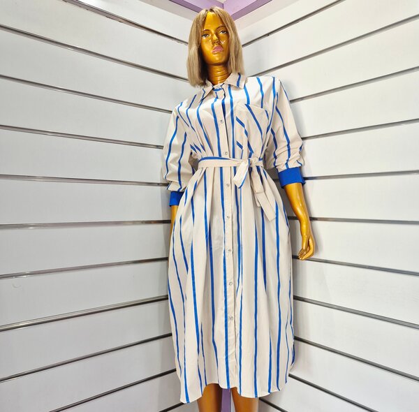 Robe chemise longue rayée