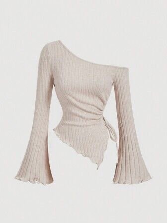 Haut asymétrique côtelé