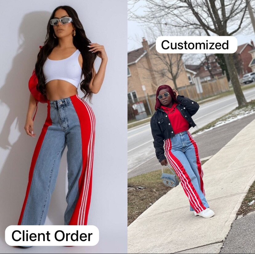 Wide leg jeans and stripe wide jeans