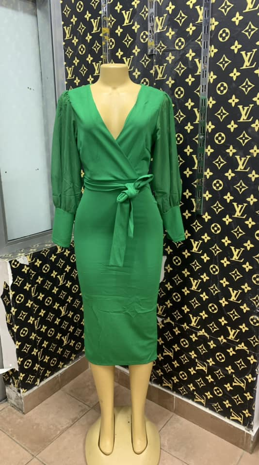 Green dress with long sleeves