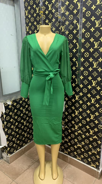 Green dress with long sleeves