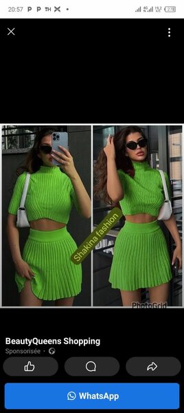 Ensemble vert plissé élégant