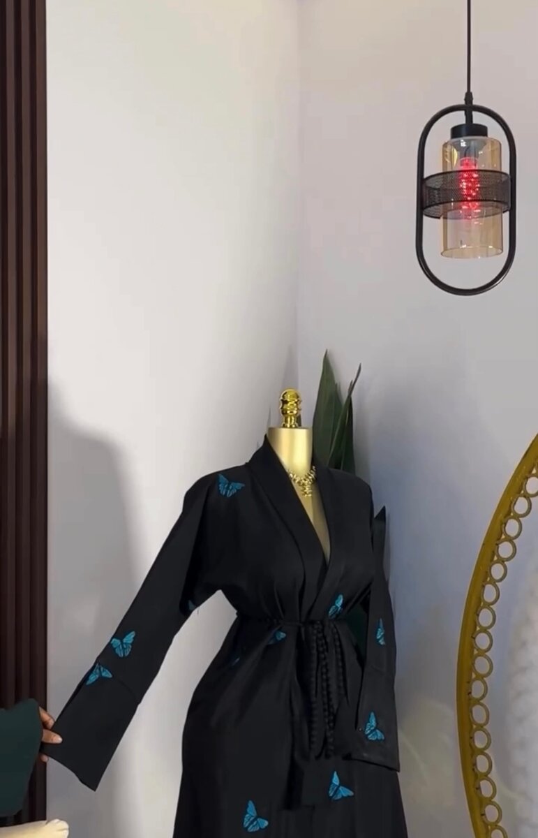 Elegant Black Butterfly Robe