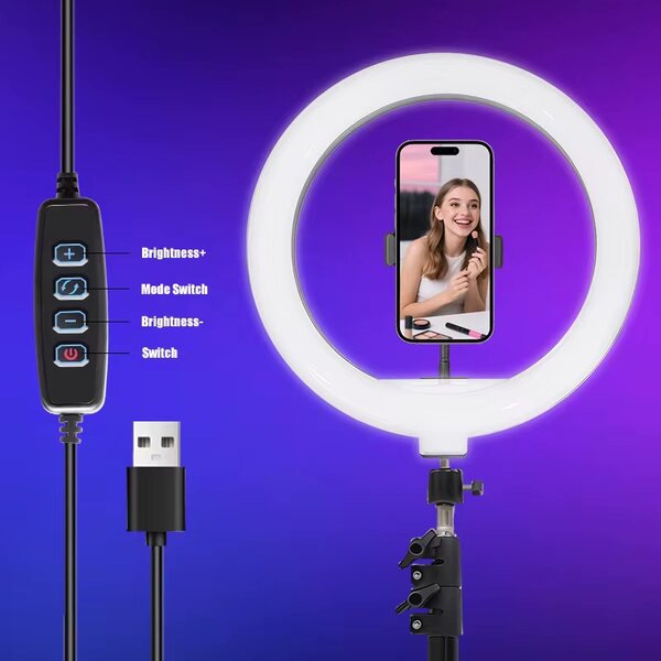 Lampe anneau LED avec trépied