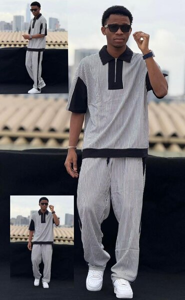 Tenue décontractée rayée homme