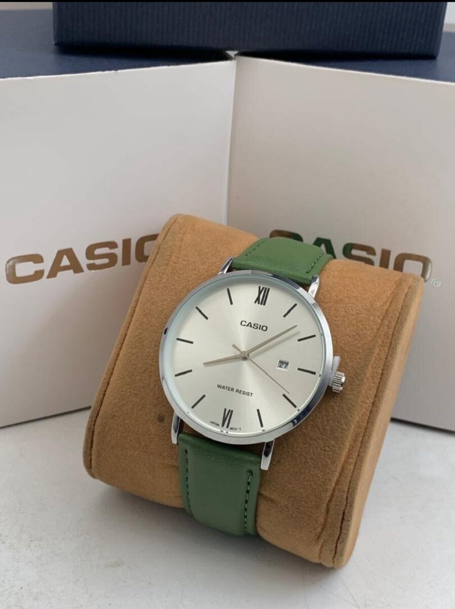Genuine leather casio watch