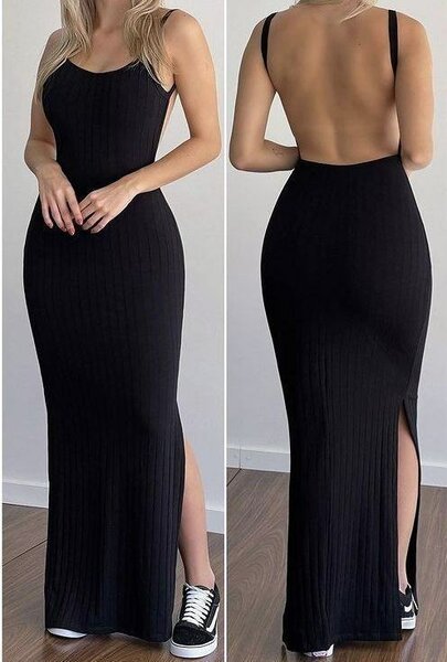 Robe Longue Noire Dos Nu