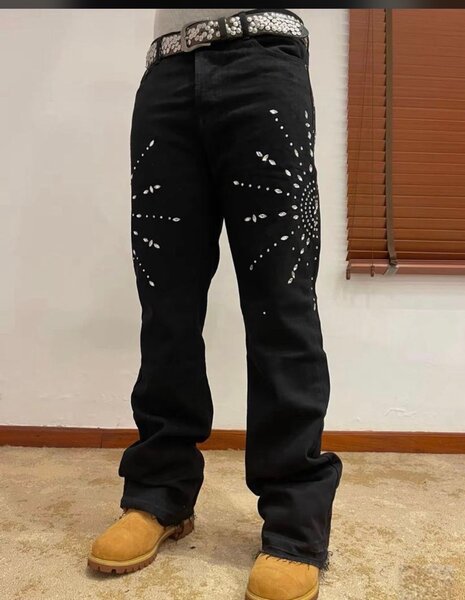 Jean noir brodé homme