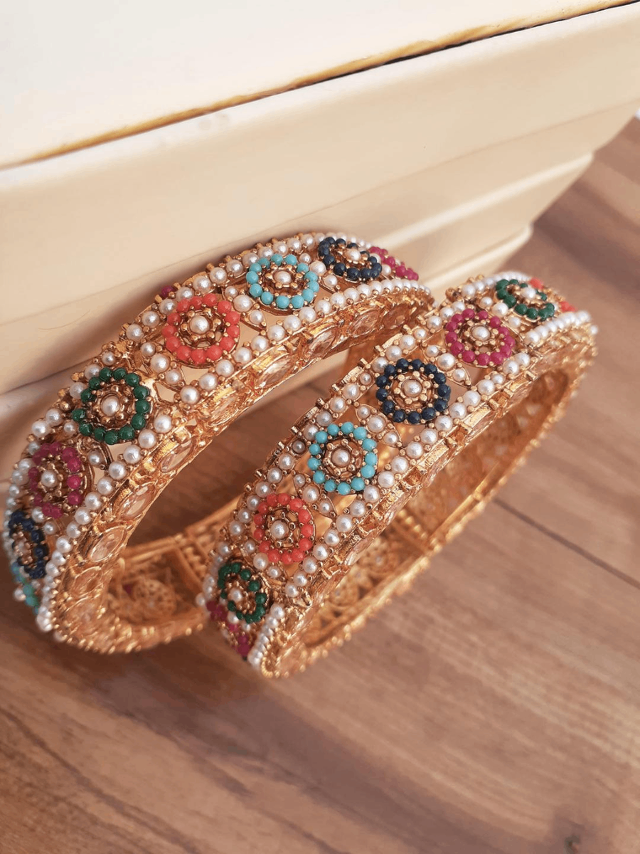 Executive 2Pcs Noraton Design Golden plated Kara Bangal