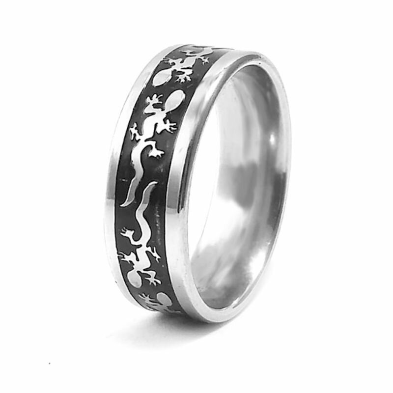 Bague Homme Lézard Acier Inox