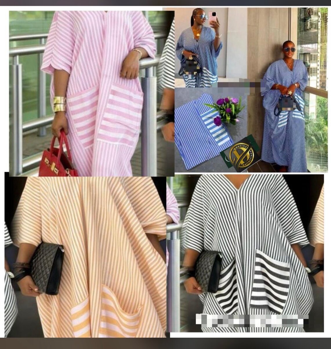 Caftan rayé pour femme, confortable et élégant