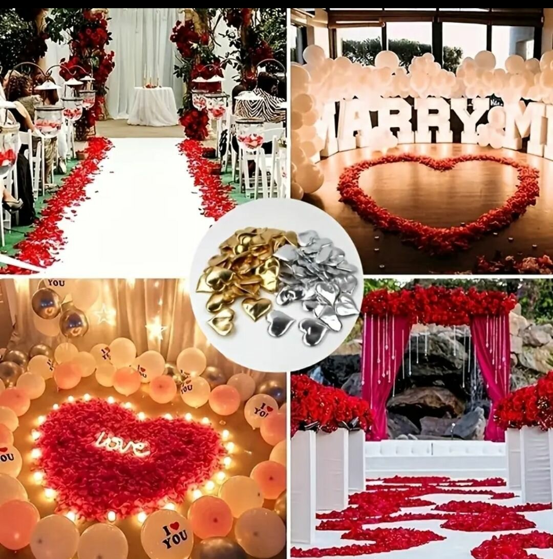 Confettis Cœurs Or et Argent 100 pcs