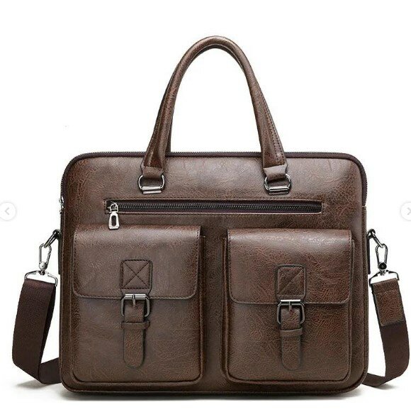 Shoulder bag, leather, dark brown