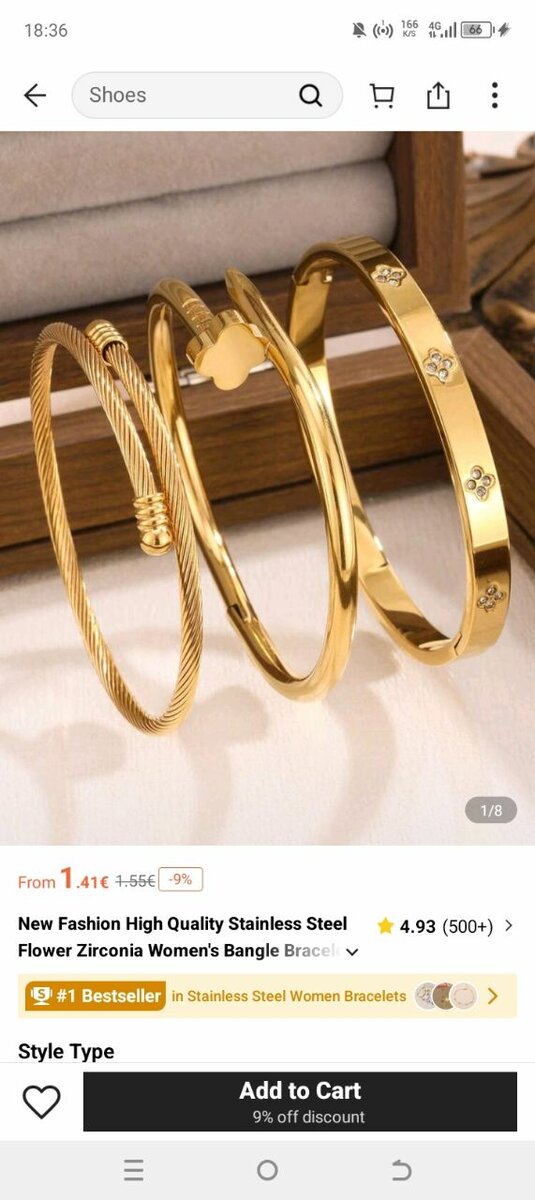 Bracelet en acier inoxydable doré