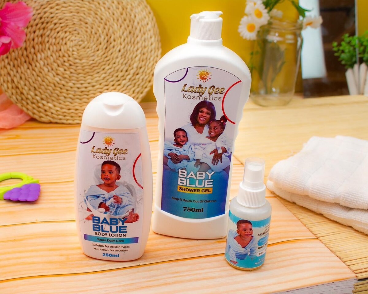 Lady Gee kosmetics Baby blue lotion,shower gel and baby oil