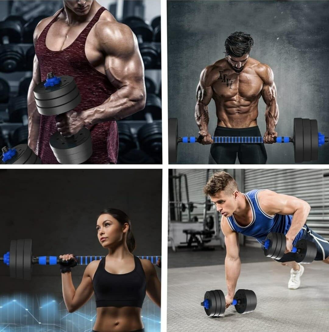 KIT D'HALTÈRE DE 20KG + BARRE DE CONNEXION