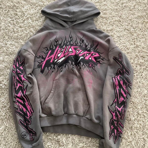Sweat à capuche Hellstar gris et rose