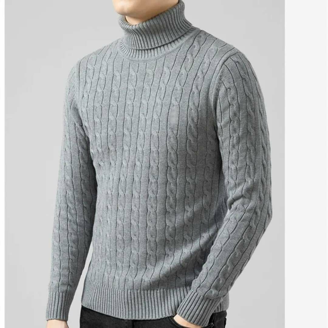 Pull à col roulé côtelé pour homme