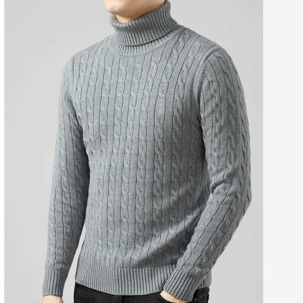 Pull à col roulé côtelé pour homme