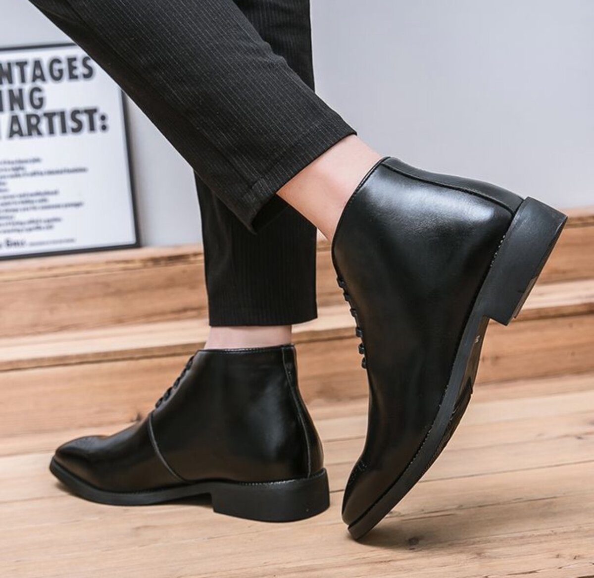 Elegant High-top Business Boots Men Oxford Shoes Big Size 38