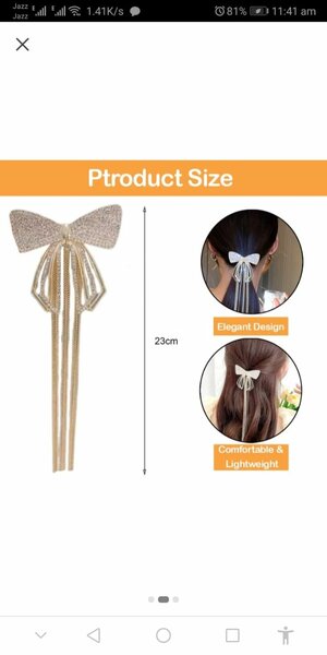 WOW Sparkly Rhinestone Bow Tassel Hair Clip/catcher for