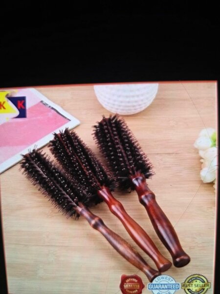 Solid wood round hair brush