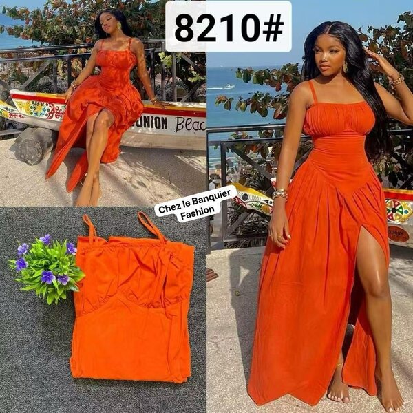 Robe longue élégante orange