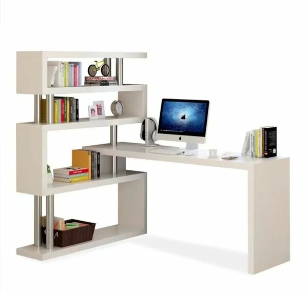 Bureau d'angle moderne avec étagères