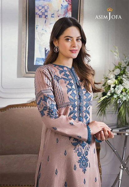 3 pcs women's unstitched Embroidered Lawn suit