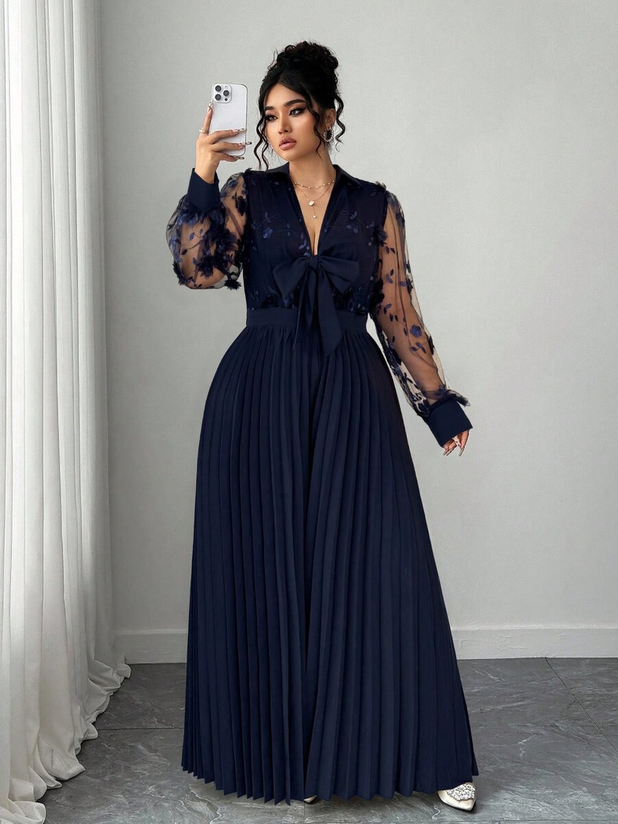 Robe longue élégante en mousseline