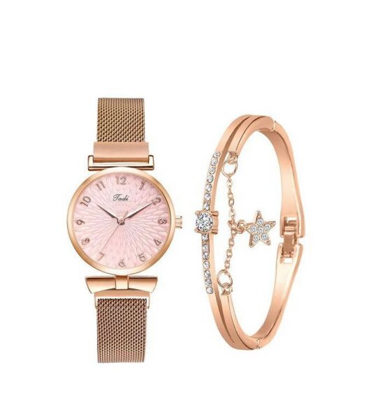 Montre et Bracelet Rose Élégant