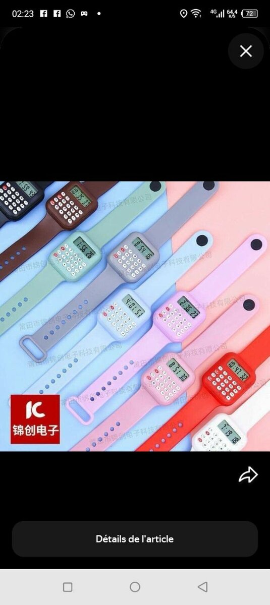 Montre calculatrice colorée