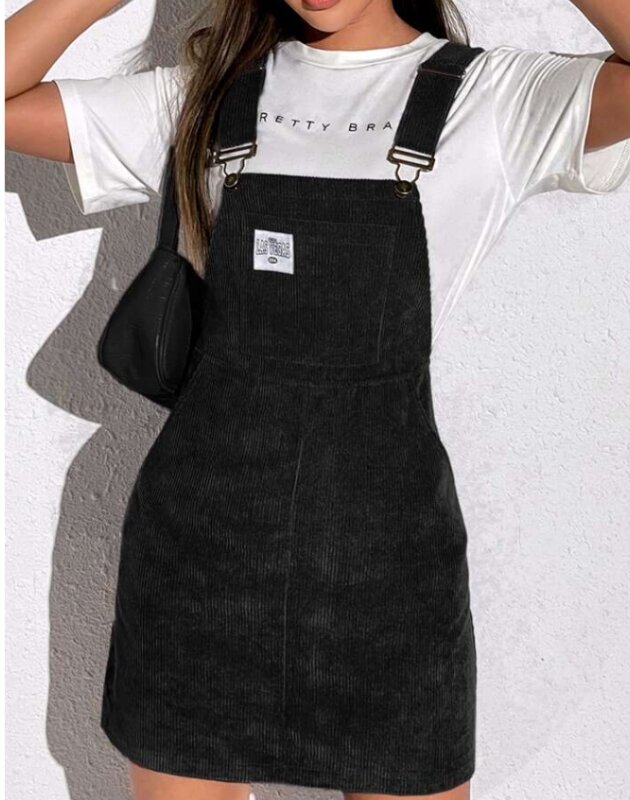 Robe salopette en velours côtelé