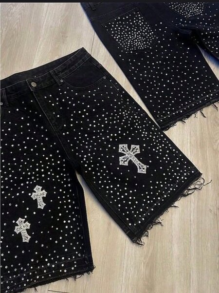 Shorts en jean perlé décontracté