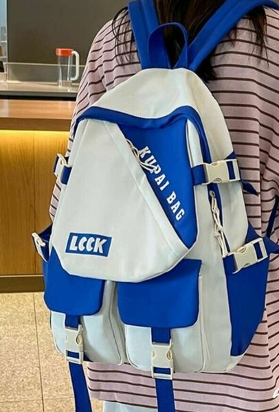 Sac à dos tendance blanc et bleu