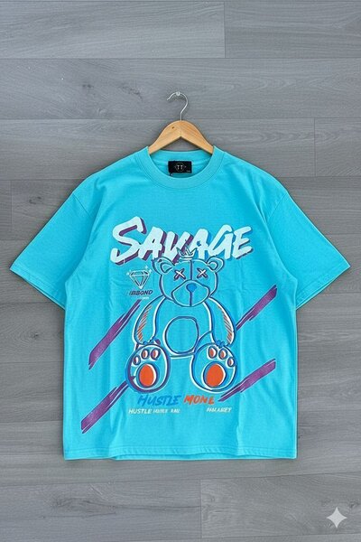 T-shirt graphique bleu unisexe