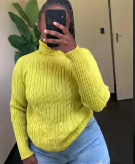 Thrift sweater, yellow
