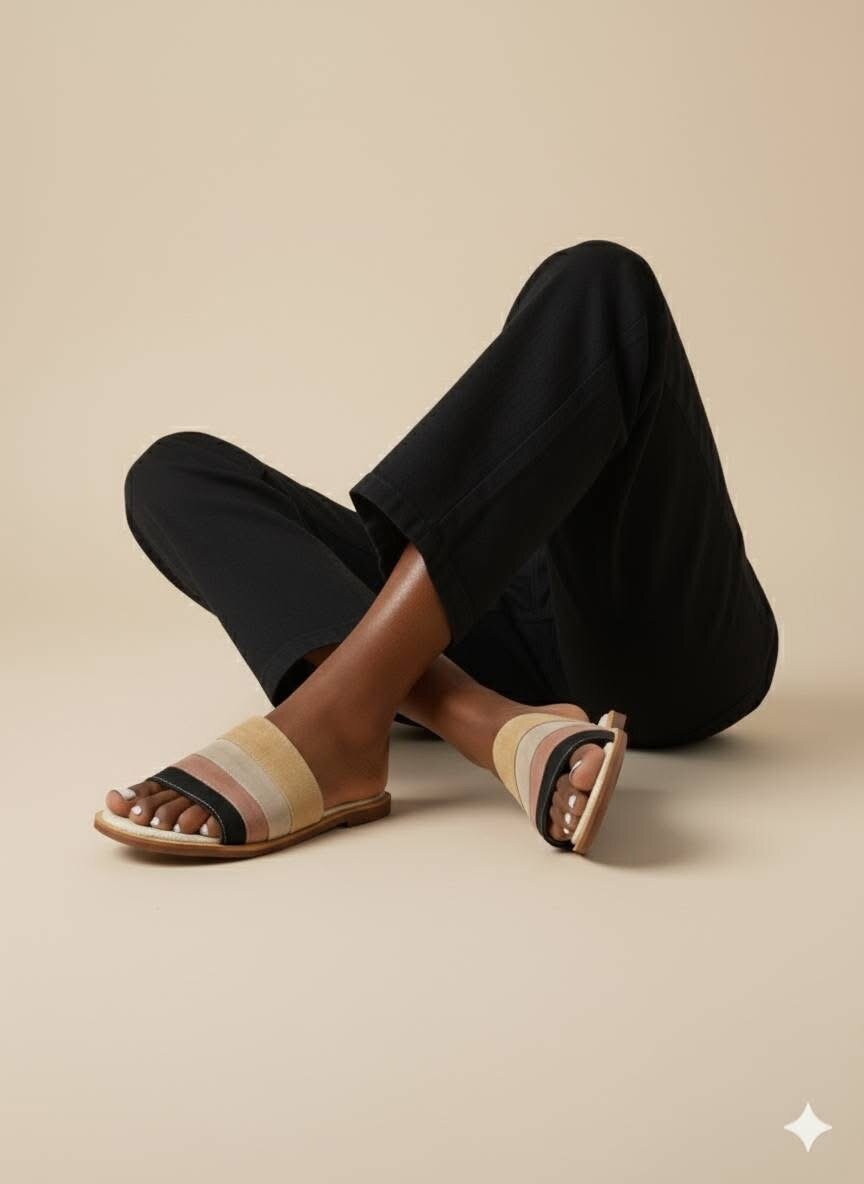 Mules rayées décontractées