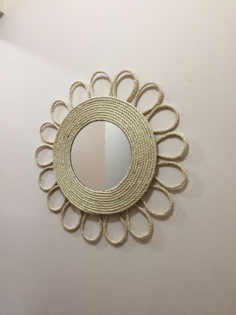 Miroir rond bohème corde