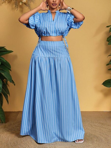 Ensemble rayé bleu deux pièces