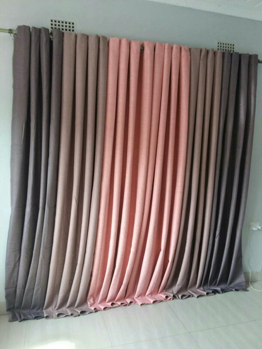 2 drops of curtains brown and pink