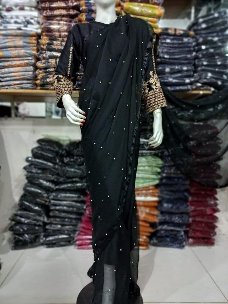 Silk sequins embroidery saree